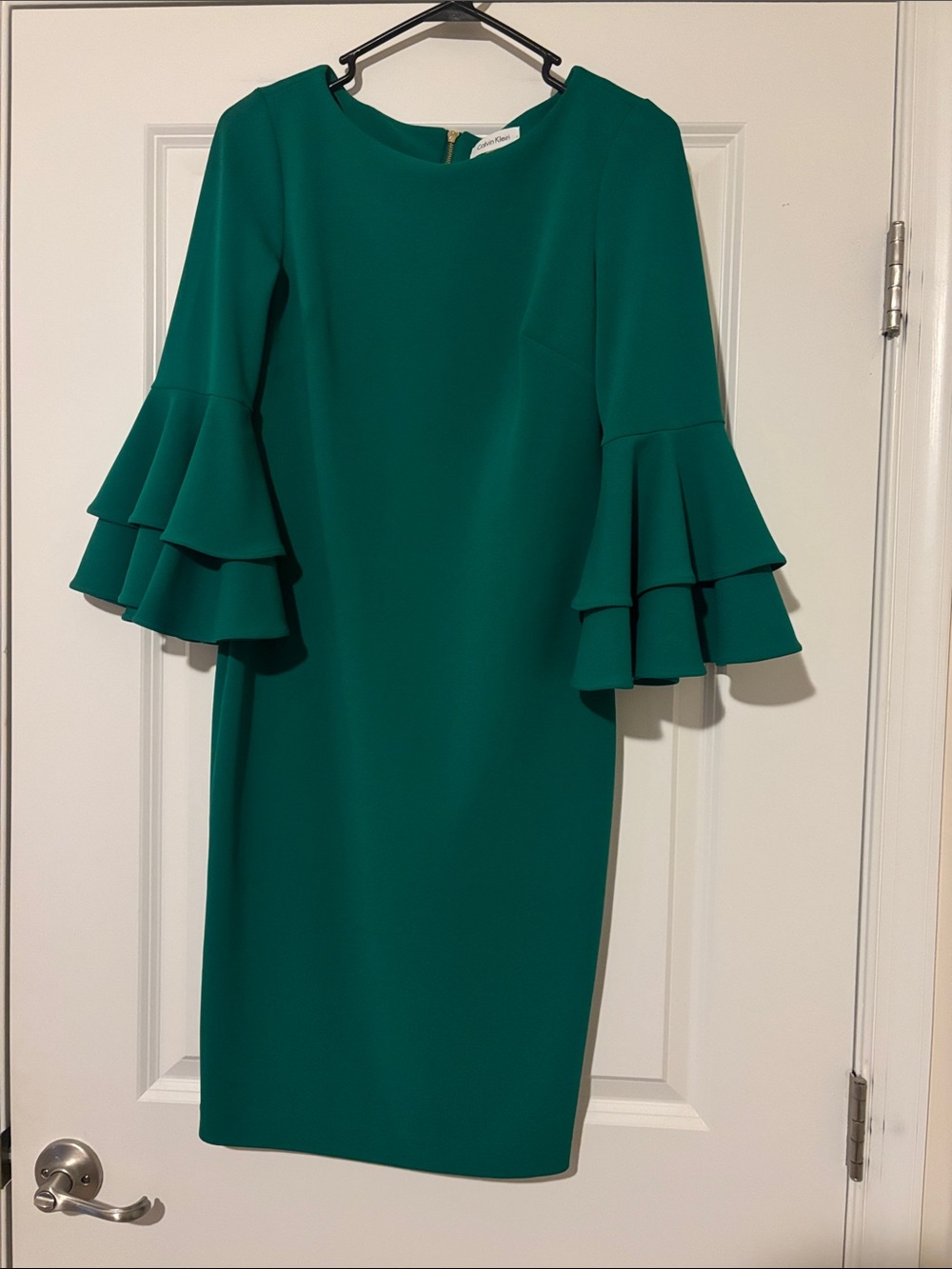 Calvin Klein Green Ruffle-Sleeve Sheath Dress
